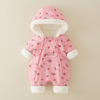 Abrigo Enterizo de Algodón Grueso para Bebé Niña - Pijama Invernal Cálido