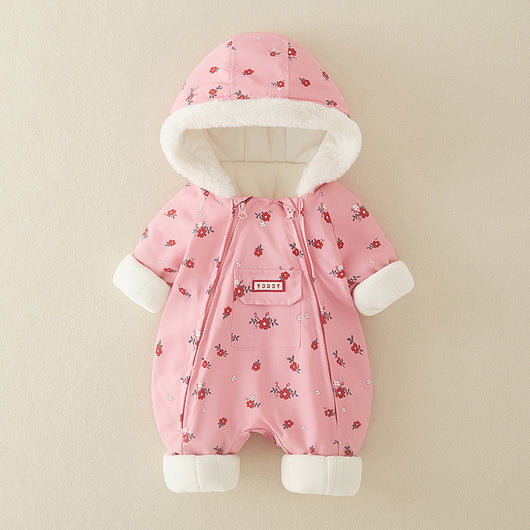 Abrigo Enterizo de Algodón Grueso para Bebé Niña - Pijama Invernal Cálido