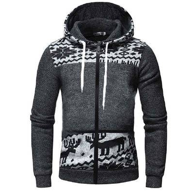 Cardigan Navideño para Hombre con Estampado de Reno, Capucha y Cierre - Image 11