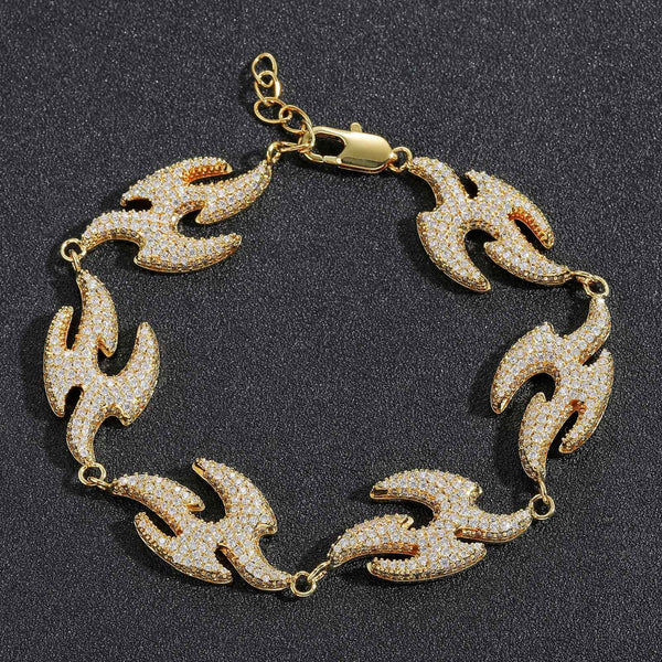Pulsera Geométrica Golondrina con Micro Diamantes - Accesorio Hip Hop