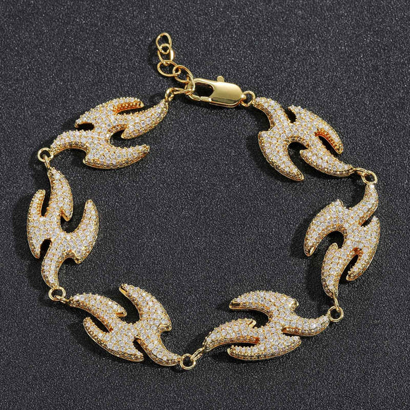Pulsera Geométrica Golondrina con Micro Diamantes - Accesorio Hip Hop