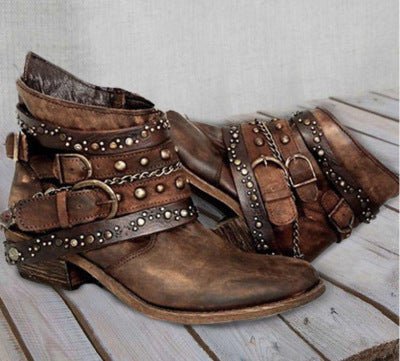 Botas Cortas Estilo Europeo Americano con Remaches Talla Grande - Image 9