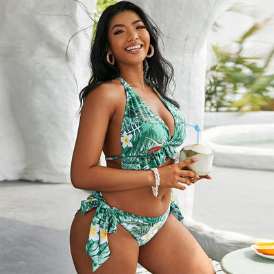 Bikini Dividido con Encaje de Estampado Delicado para Mujer - Image 7