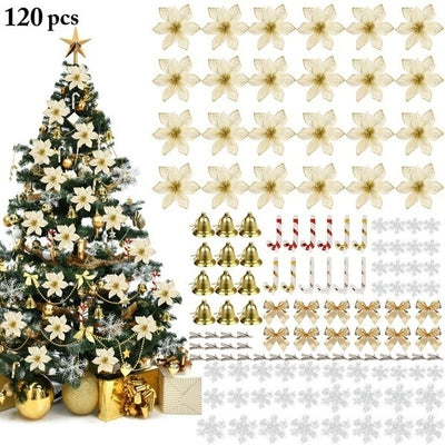 Set de 120 Flores Navideñas Colgantes para Árbol de Navidad - Image 4