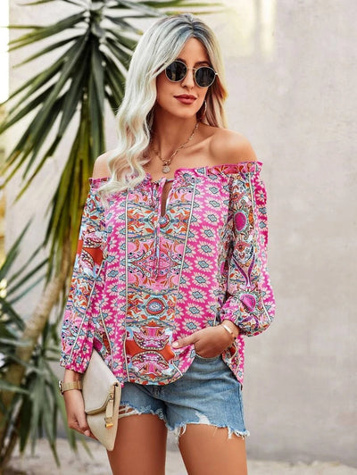 Blusa Floral con Volantes y Nudo Frontal para Mujer - Image 10