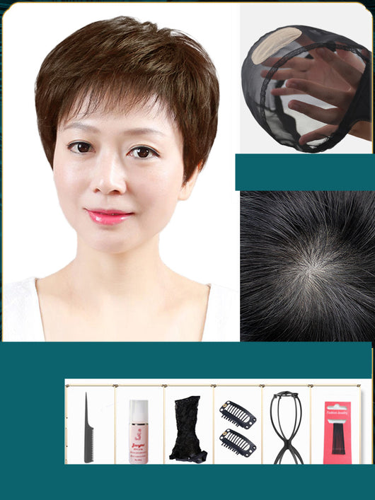 Peluca Corta de Cabello Humano Natural para Mujer - Image 17