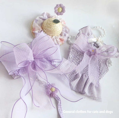 Ropa de Tracción a Cuadros Morados para Perros y Gatos - Image 9