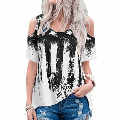 Blusa Casual Hombros Descubiertos con Estampado de Estrellas - Talla Grande - Image 7