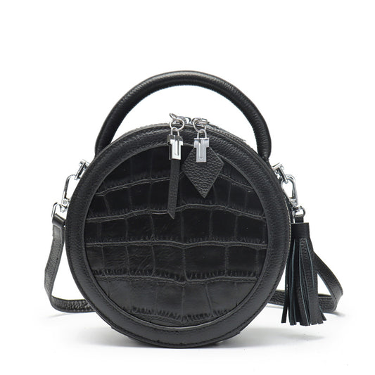 Bolso Redondo de Cuero para Mujer - Mensajero Compacto