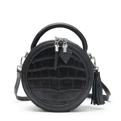Bolso Redondo de Cuero para Mujer - Mensajero Compacto