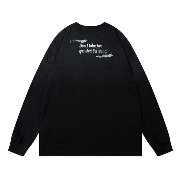 Camiseta Manga Larga Hombre Letras Góticas