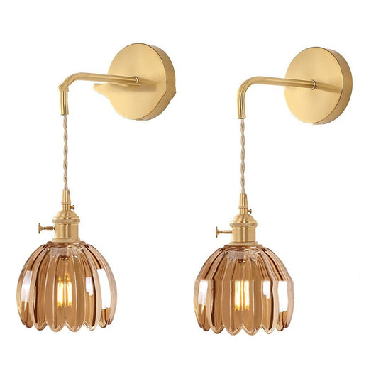 Lámpara Colgante Retro Japonesa Cobre y Vidrio Ámbar - Image 29