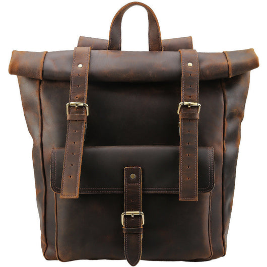 Mochila de Viaje en Cuero Crazy Horse para Hombre - Image 11