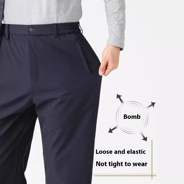 Pantalones Casuales para Hombres Maduros con Cintura Elástica
