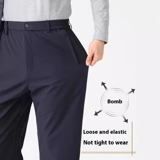 Pantalones Casuales para Hombres Maduros con Cintura Elástica - Image 2