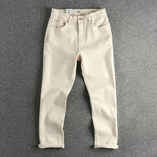 Jeans Vintage Lavado Crudo en Tono Crema