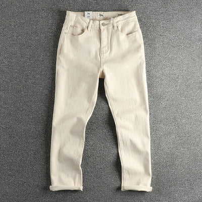 Jeans Vintage Lavado Crudo en Tono Crema