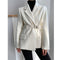 Blazer de Lana Blanco Mujer Corte Holgado Diseño Nicho Temperamento Sofisticado