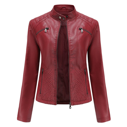 Chaqueta de Cuero para Mujer con Cuello Alzado - Estilo Casual - Image 7