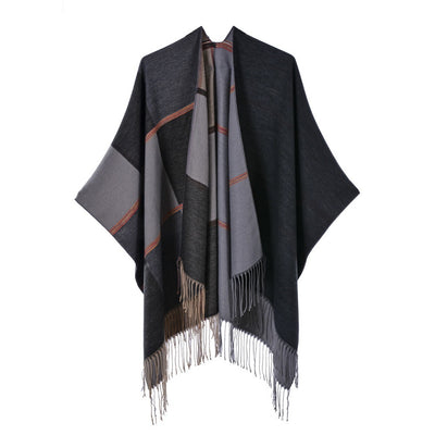 Chal Retro Grueso y Cálido con Textura Jacquard - Estilo Vintage Elegante - Image 23