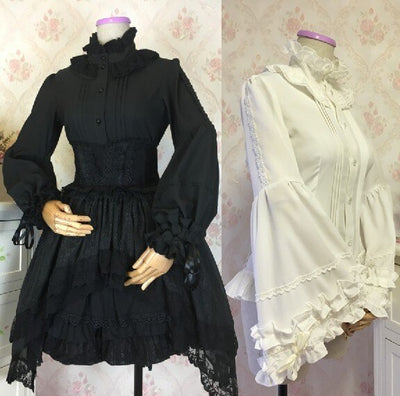 Blusa Elegante de Encaje con Mangas Acampanadas y Cuello Mao - Image 6