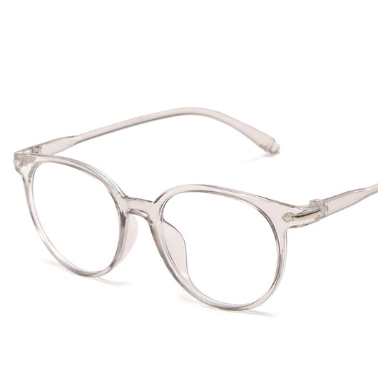Pink round-frame anti-blue light glasses with clear lenses and small silver accents on the temples. - Image 14