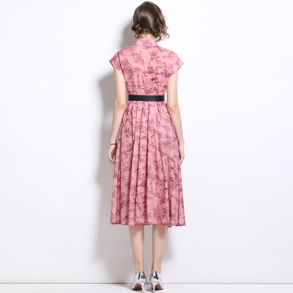 Vestido Polo Estampado Manga Corta para Mujer