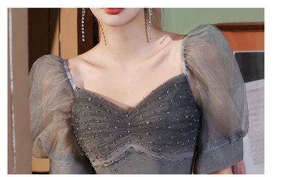 Vestido Corto con Mangas Abullonadas Temperament - Image 7