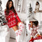 Calcetines Navideños Largos Hasta la Rodilla con Diseño de Renos y Copos de Nieve para Mujer