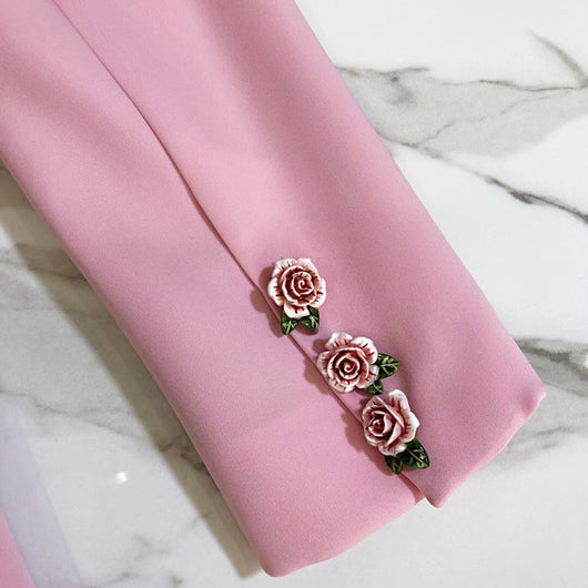 Blazer Slim Rosa con Forro Estampado - Image 9