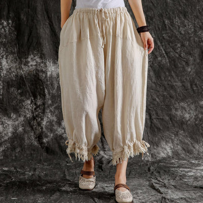 Pantalones Casuales de Algodón y Lino Sueltos Tipo Linterna para Verano - Image 8