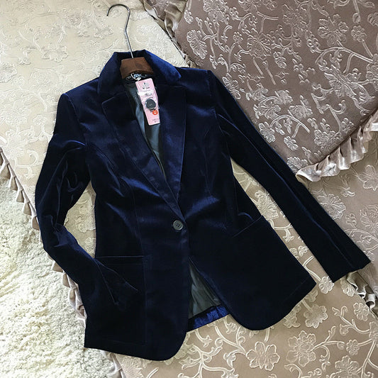 Blazer de Terciopelo Ajustado para Mujer - Multiusos