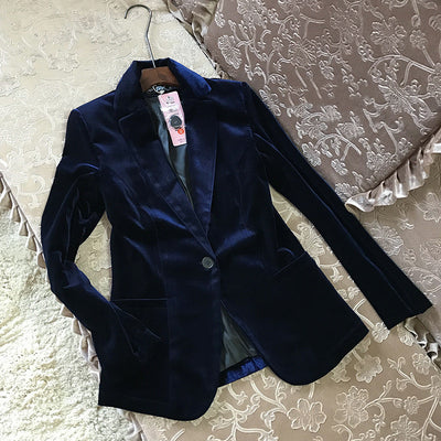 Blazer de Terciopelo Ajustado para Mujer - Multiusos