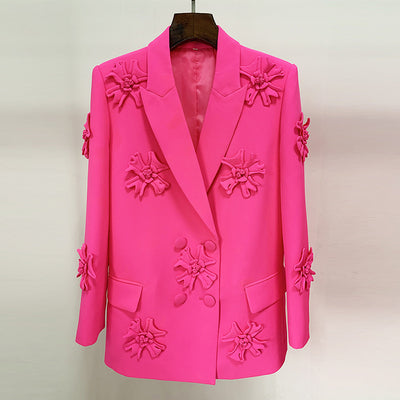 Blazer Cruzado Industrial con Detalles Florales en Relieve - Image 3