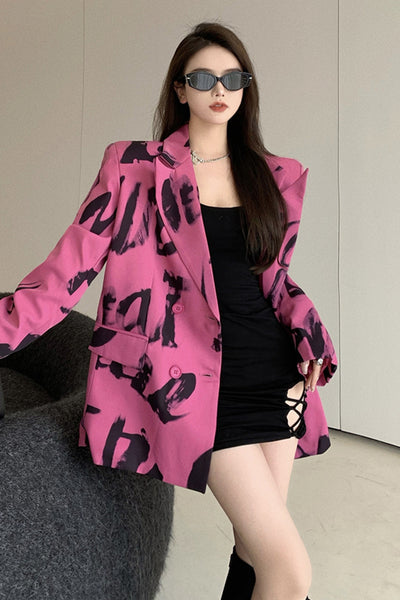 Blazer Casual Rosa Rojo para Mujer - Elegancia Versátil