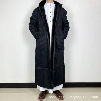 Bata de Ante Sintético para Hombre con Capucha y Bolsillos - Abrigo Invierno - Image 8