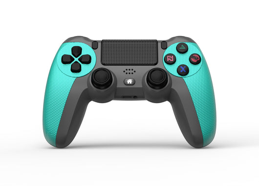 Wireless Bluetooth game controller in dark gray and bright yellow with textured grips, dual analog sticks, and a D-pad. - Image 4