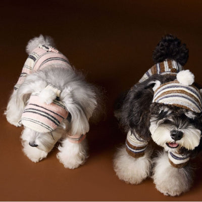 Gorro de Pelota Esponjosa a Rayas para Mascotas - Image 3