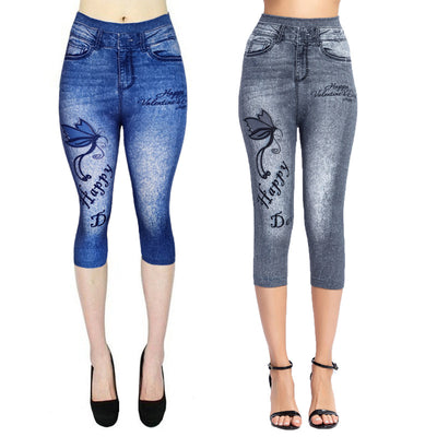 Leggins Tipo Denim Estampado Cintura Alta con Máxima Elasticidad - Image 13