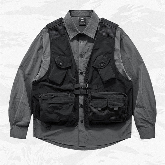 Chaleco Funcional Multibolsillos para Hombre con Diseño Patchwork