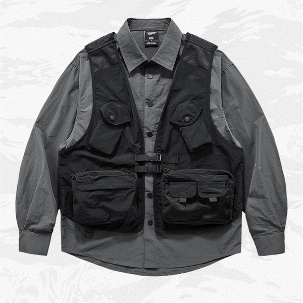 Chaleco Funcional Multibolsillos para Hombre con Diseño Patchwork