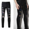 Jeans Rotos Elásticos para Hombre con Parches y Estampado Minimalista