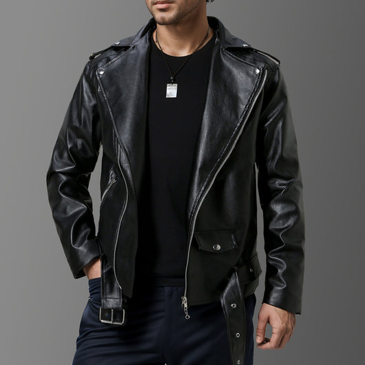 Chaqueta de Cuero Ajustada con Solapa - Image 18