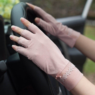 Guantes de Encaje Protección Solar Dedos Abiertos - Seda de Hielo Anti-UV para Mujer - Image 5