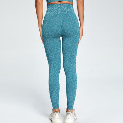 Pantalones Yoga Mujer Estampado Leopardo Cintura Alta Secado Rápido Ajuste Cadera Melocotón - Image 10