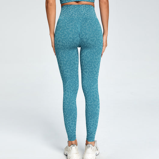 Pantalones Yoga Mujer Estampado Leopardo Cintura Alta Secado Rápido Ajuste Cadera Melocotón - Image 10