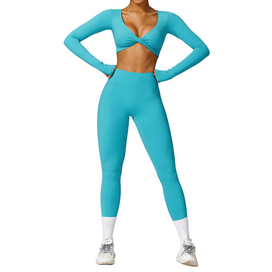 Conjunto de Yoga y Ejercicio de Secado Rápido en Colores Sólidos - Image 2