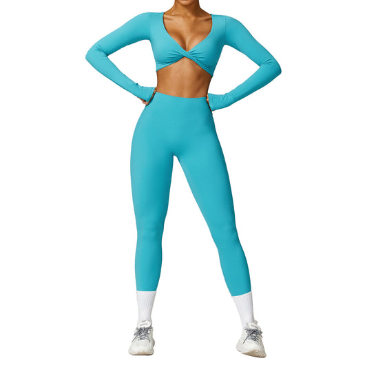 Conjunto de Yoga y Ejercicio de Secado Rápido en Colores Sólidos - Image 2