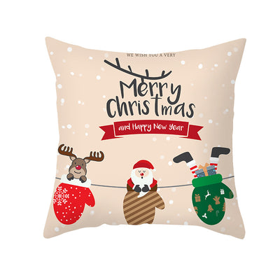 Funda de Almohada Navideña con Diseño de Dibujos Animados en Tela Melocotón - Image 30