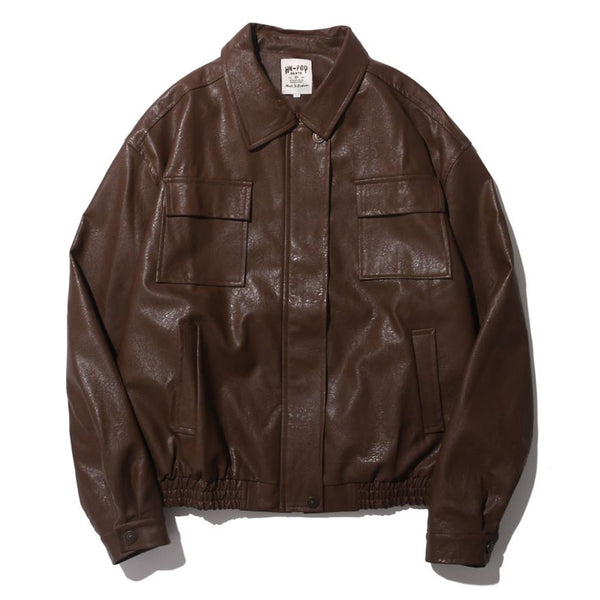 Chaqueta de Cuero PU Vintage Japonesa para Motocicleta